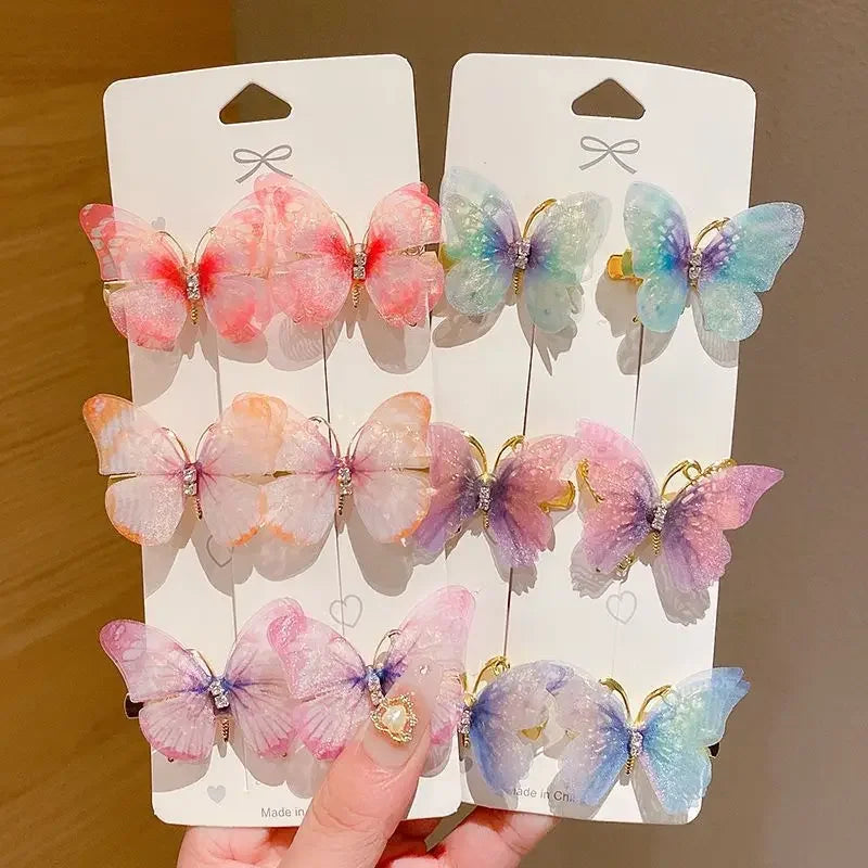 6PCS Butterfly Hair Clips with Color Gradient A GIRL'S Birthday