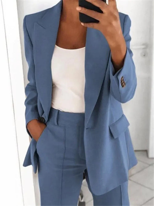 2024 S-5XL Women's Blazer Casual Long-sleeved Top Solid Color Suit