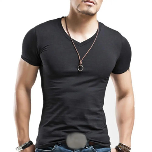 New Men T Shirt Fitness V neck Man T-shirt For Male Clothing
