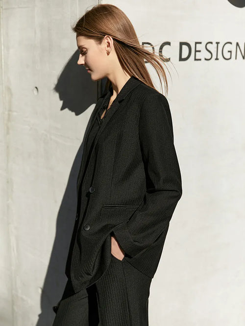 Amii Minimalism Spring Office Lady Blazer Women Jacket Lace V-neck
