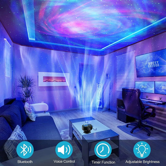 New Color Changing Nebula Aurora Starry Sky Music Star Galaxy Projector Night Light For Home Party Bedroom Gifts