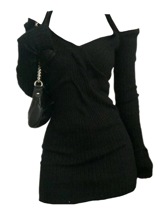 Autumn Winter Sexy Hot Long Sleeve Knit Dress Women Party Bodycon