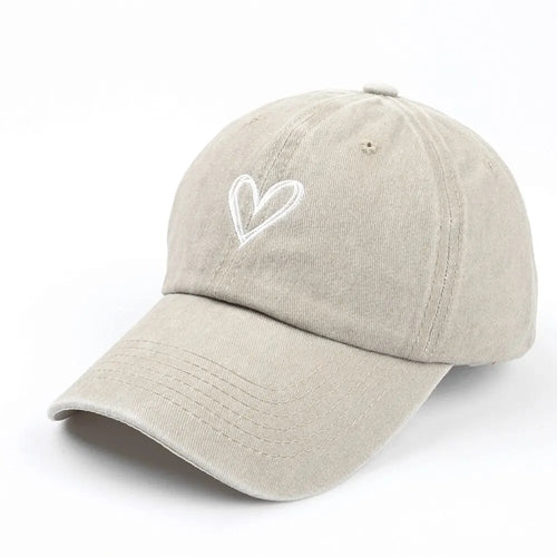 Spring/SummerHat Female Embroidered Peach Heart Wash Denim Baseball