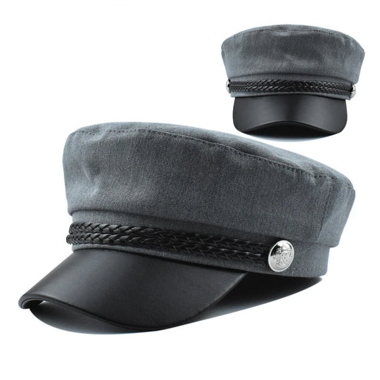 Women Men PU Leather Berets Hat Retro British Solid Beret Baseball Cap Outdoor Sun Hat Winter Warm Octagonal Hats Newsboy Caps