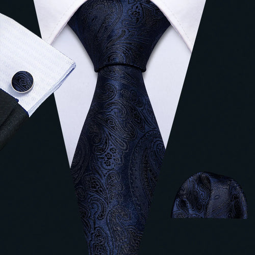 Men Tie Gold Navy Blue Striped Silk Tie 3.4" Jacquard Party