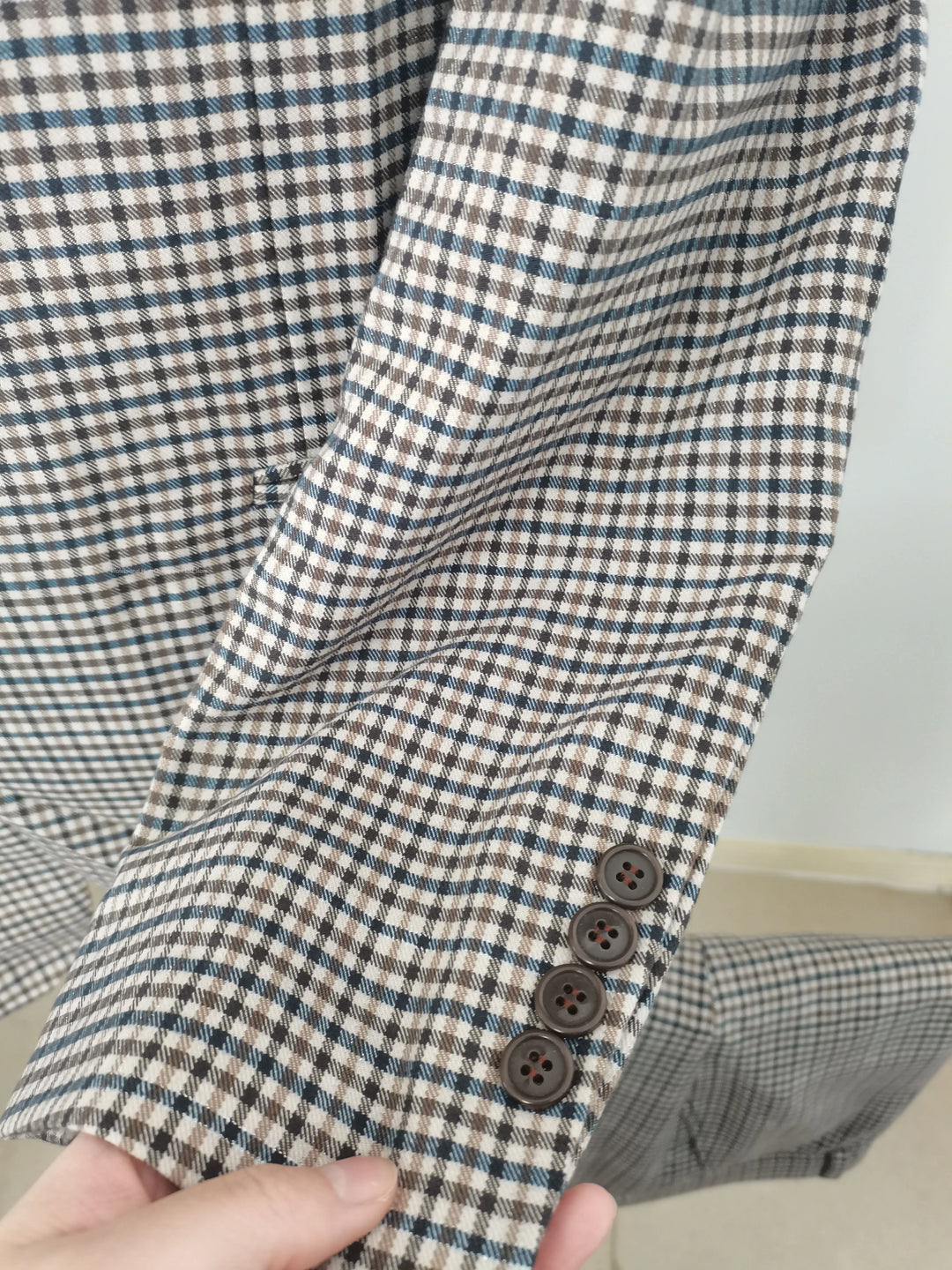 Burgundy Black Green 3 Color Small Square Thousand Bird Man‘s Suit Set Outfit Notch Lapel Blazer Trousers 3pcs Jacket Pants Vest