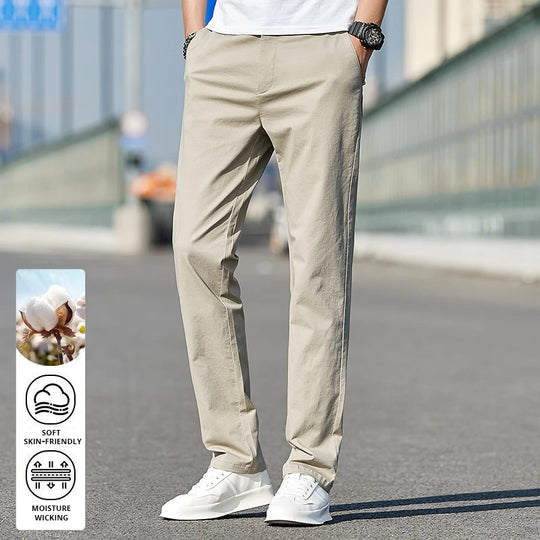 Top Grade 98% Cotton New Brand Casual Fashion Streetwear Slim Fit Long Pants Straight Pencil Trousers Men's Clothing
