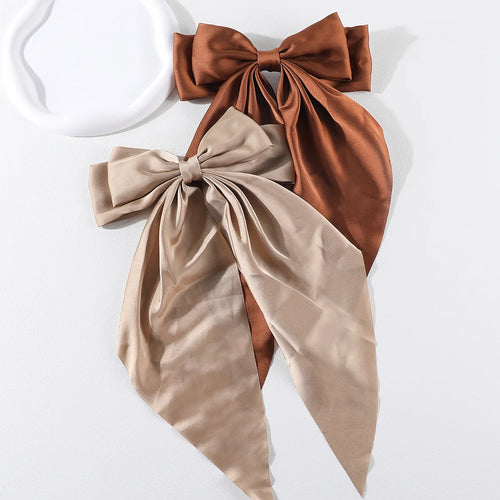 2Pcs/Set Elegant Bow Ribbon Hair Clip Women Fashion Solid Bowknot