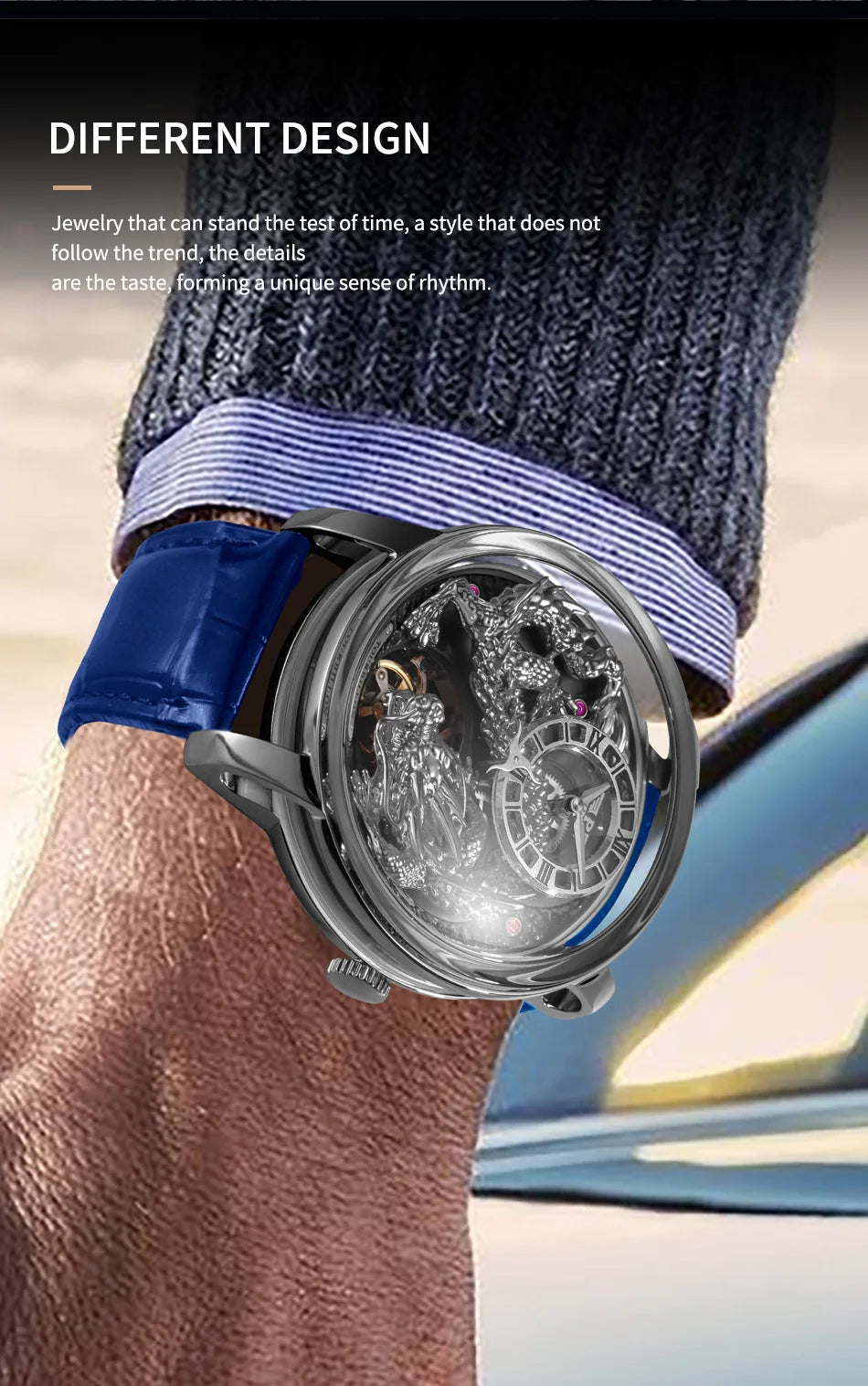 Men's Mechanical Watch Dragon Series M2797B Automatic Movement Leather Sapphire Men Wristwatches