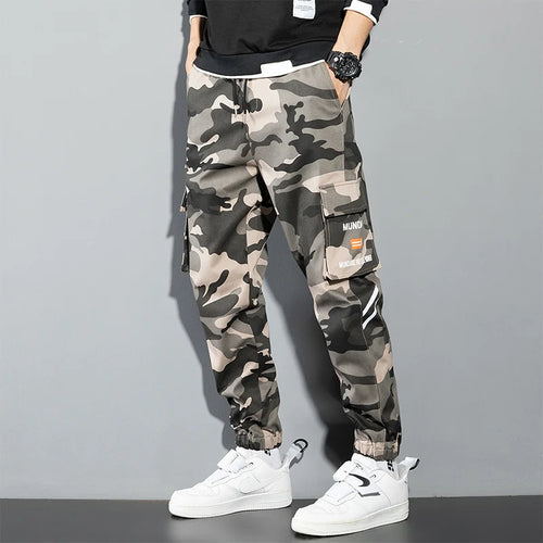 Orange Cargo Pants Men Hip Hop Joggers Y2K Streetwear Casual Pants