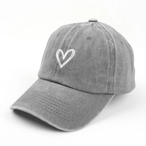 Spring/SummerHat Female Embroidered Peach Heart Wash Denim Baseball