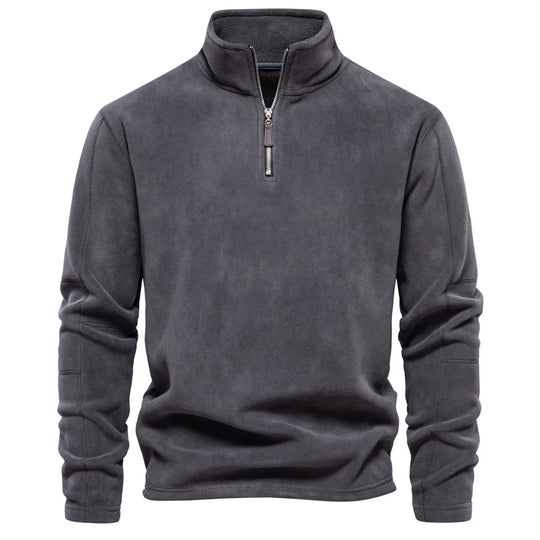 Autumn Winter New Warm Polo Shirts Men's Lamb Wool Sweatshirt Standing