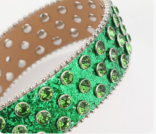 Glittering Rhinestone Belts Y2K Crystal Studded Belts For Men & Women Inspired Ice Belt BB With Cross Big Buckle