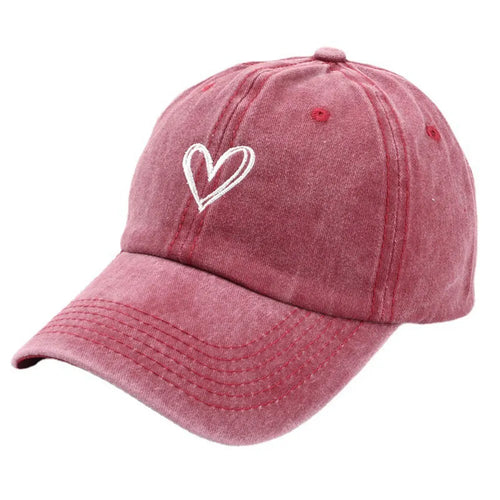 Spring/SummerHat Female Embroidered Peach Heart Wash Denim Baseball