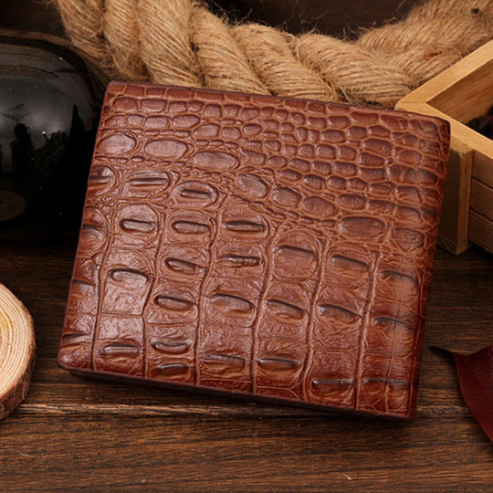 Crocodile Grain Genuine + PU Leather Short Design Wallet Fashion Coin