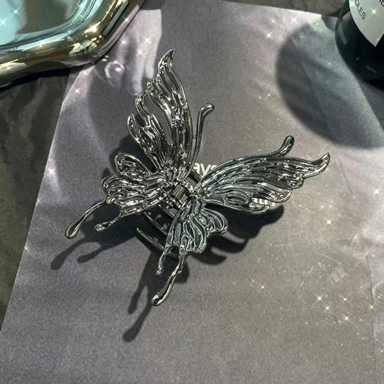 Butterfly Hair Clip Bright Silver Cross Geometric Hairpin Rose Flower