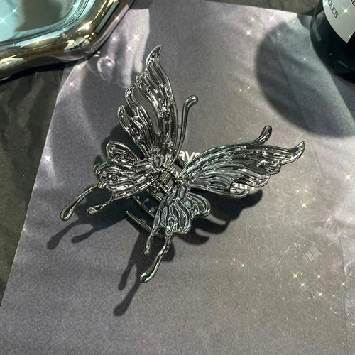 Butterfly Hair Clip Bright Silver Cross Geometric Hairpin Rose Flower