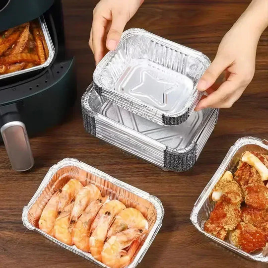 10pcs Rectangular Tinfoil Tray BBQ Special Thickened Bowl Takeaway