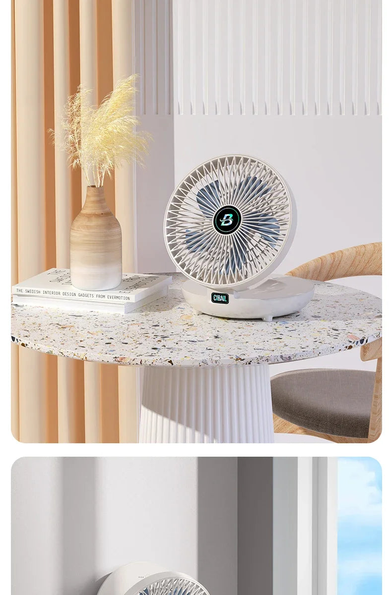 2IN1 Folding Desktop Fan Portable Air Conditioner Wall Mounted Fan Rechargeable with 3 Gears for Home Office