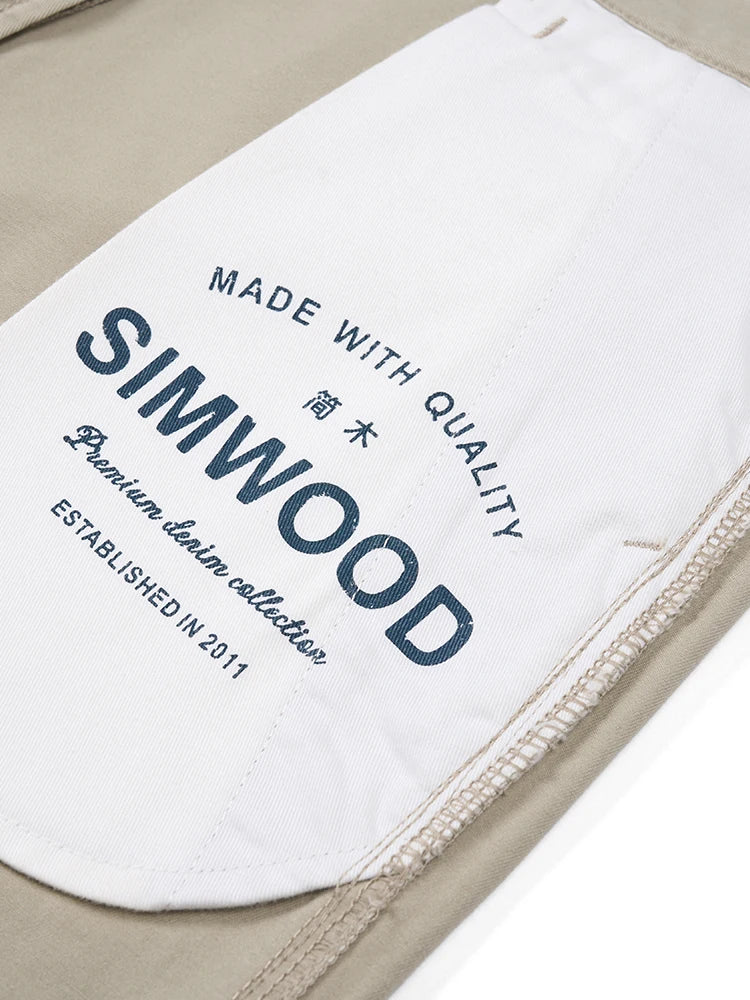 SIMWOOD 2024 Autumn New Regular Straight Pants Men 320gsm Dark Washed