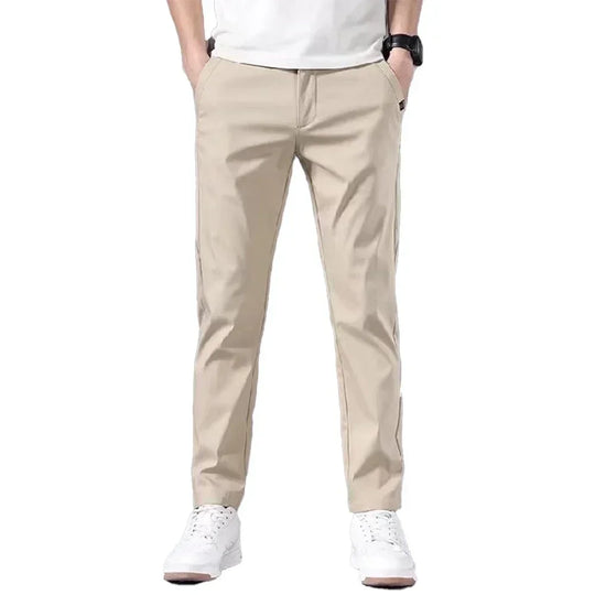 Mens Slim FIT Stretch Chino Trousers Casual Flat Front Flex Classic