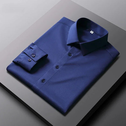 Men's Casual and Fashionable Long Sleeved Solid Color Shirt Non