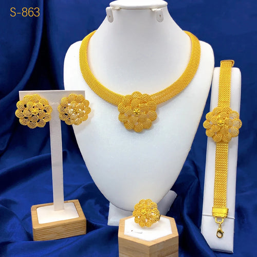 ANIID Dubai 24K Gold Plated Jewelry Set For Women African Indian