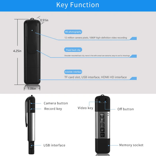 GJUELIRRA V8 Police Body Camera 1080P Full HD Wearable Video Security Cam IR Night Vision Mini Camcorders Mini Body Camera