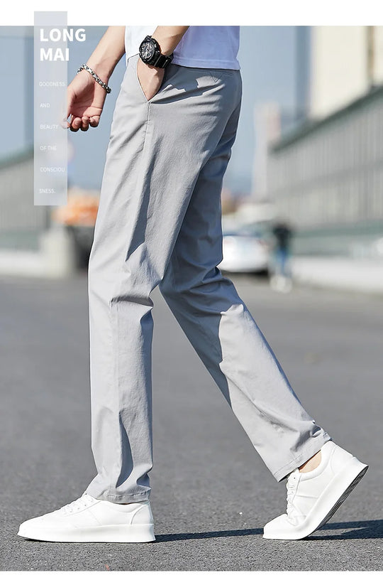 Top Grade 98% Cotton New Brand Casual Fashion Streetwear Slim Fit Long Pants Straight Pencil Trousers Men's Clothing