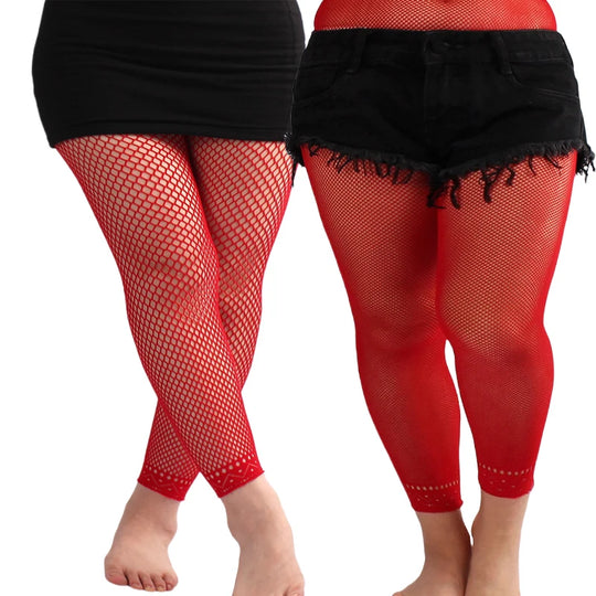 Women's Footless Fishnet Ankle Tights Plus Size High Waist High