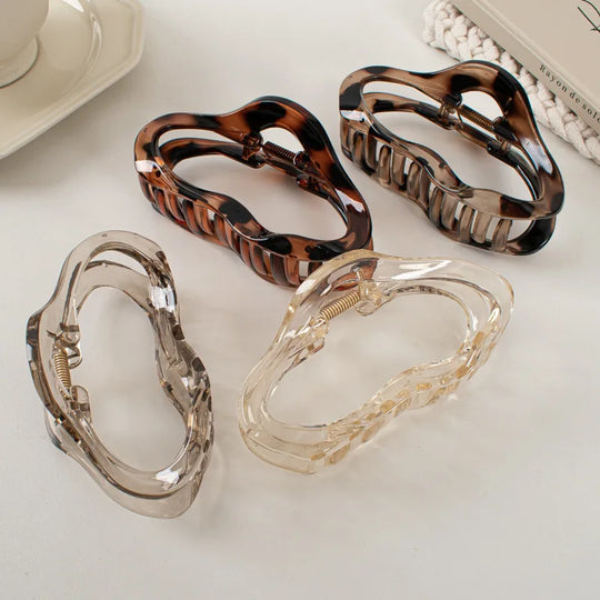 Irregular Hollow Out Hair Claws Clips Women Girls Tortoiseshell Large