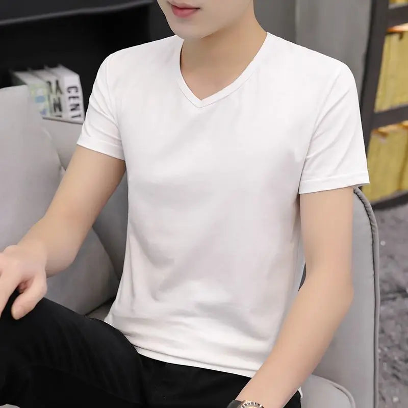 Luxurious Men's Short Sleeve T-Shirt for Summer 2023 V Neck
