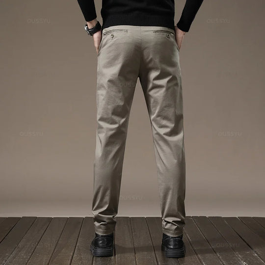 New High Quality Combed Cotton Casual Pants Men Thick Solid color