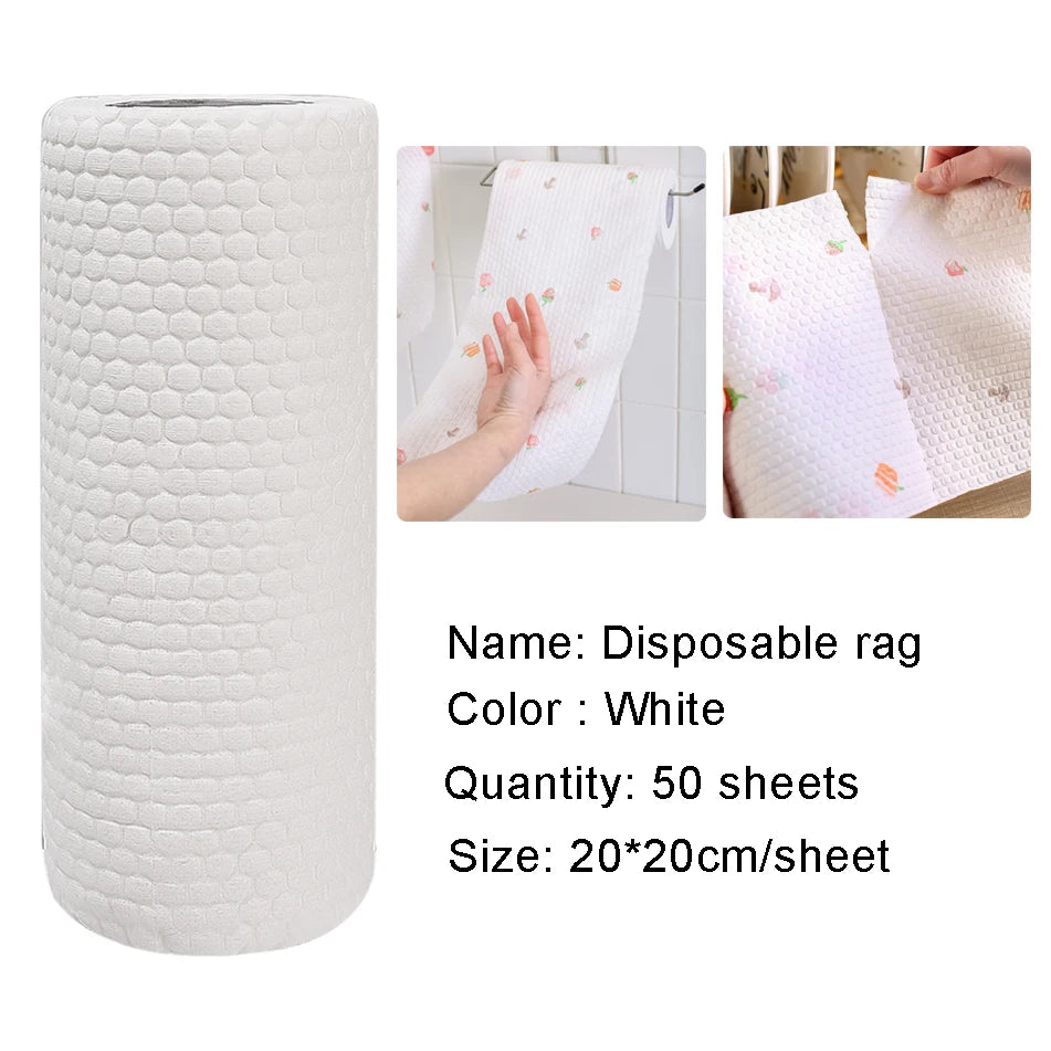 50/100pcs A Roll  Dish Cloth Disposable Rags Non -woven Rag Home Kitchen One-time Dishrag Universal Car Wipe Shoe Cleaning Wipes