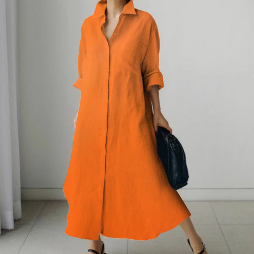 Solid Color Office V Neck Black Dress Long Sleeve High Temperament