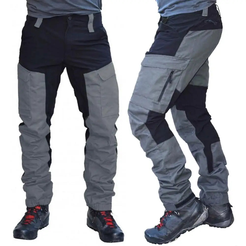 2024 Men Hiking Camping Pants Color Block Multi Pockets Wear-Resistant