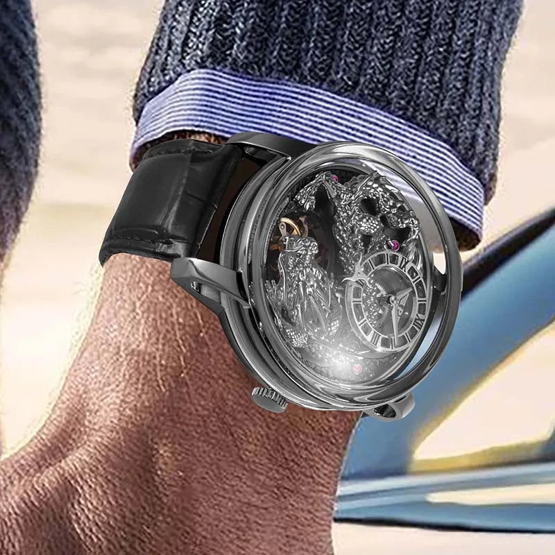 Men's Mechanical Watch Dragon Series M2797B Automatic Movement Leather Sapphire Men Wristwatches