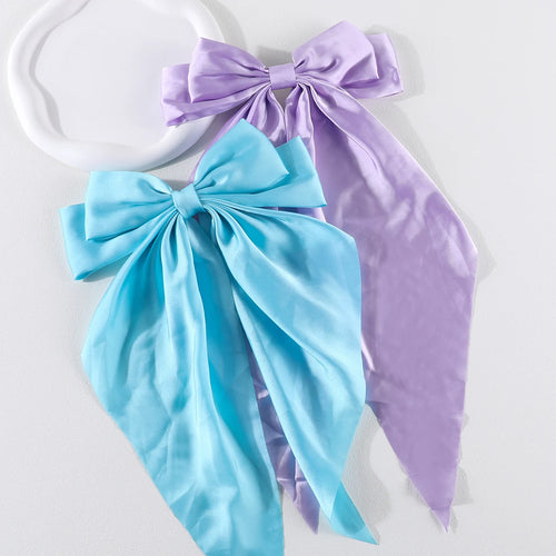 2Pcs/Set Elegant Bow Ribbon Hair Clip Women Fashion Solid Bowknot