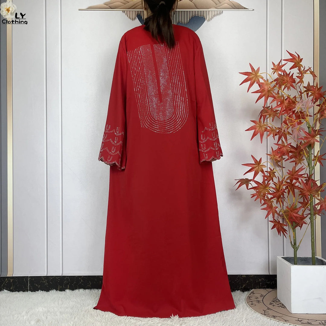 2024 New Muslim Chiffon Abayas For Women Robe Caftan Dubai Islam Clothing African Abaya Long Sleeved Fashion Dress With Turban