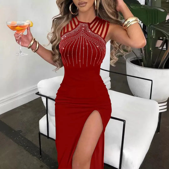 Women Dress Long Dresses Party Bodycon Sexy Slim Hot Drilling