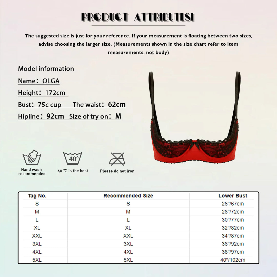 Sexy Lace Bra Women's Lingerie Underwire Half Cup Push Up Brassiere