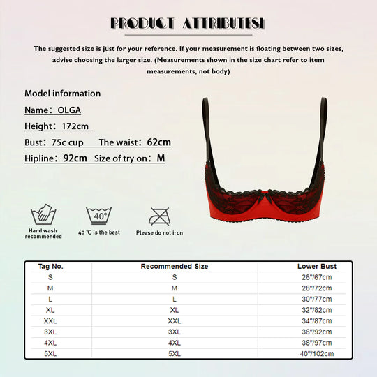 Sexy Lace Bra Women's Lingerie Underwire Half Cup Push Up Brassiere