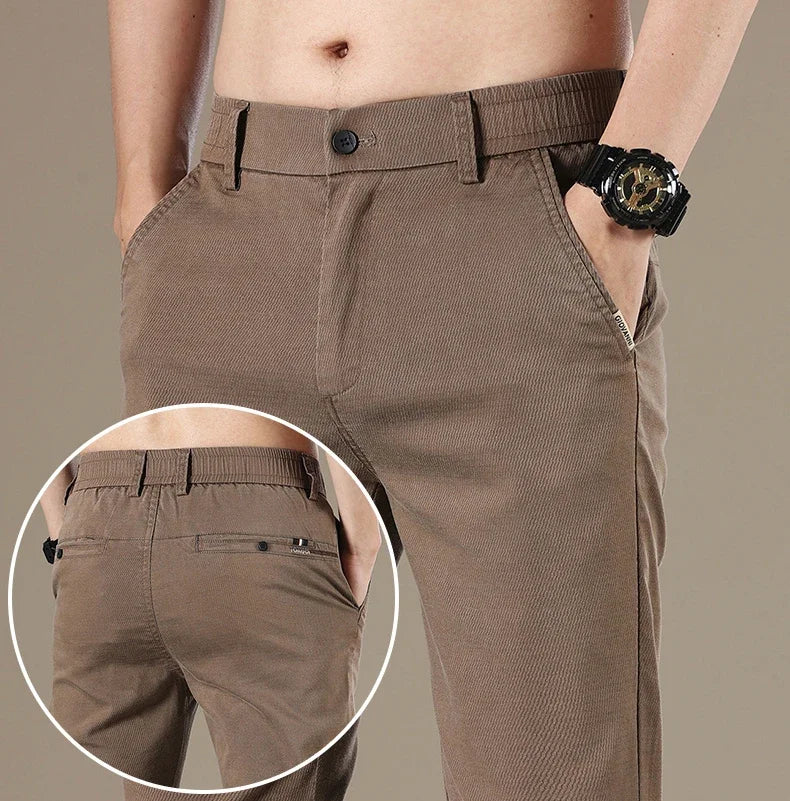 New 2025 Summer Lyocell Fabric Mens Casual Pants Hight Quality Fashion Slim Business Trousers Brand Elastic Soft Cargo Pants
