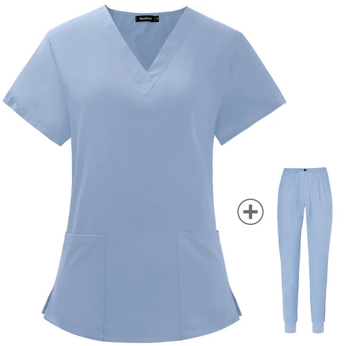 Solid Color Nursing Scrubs Women Uniforms Elasticity Pet Clinic Nurse