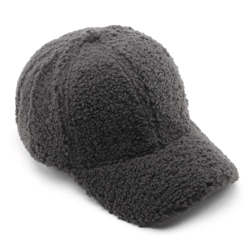 Autumn Winter Baseball Cap Women Artificial Lamb Wool Hats Keep Warm