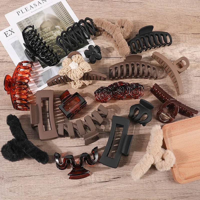 2/3/4Pcs Headwear Set Women Fashion Claw Clip Coffee Black Acrylic