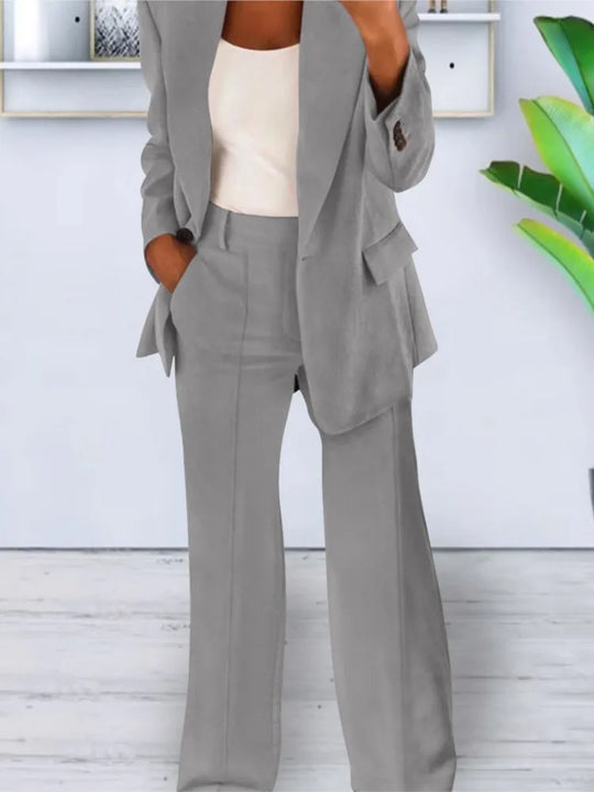 Autumn Winter Solid Color Blazer Women Long Sleeve Suit Simple Casual