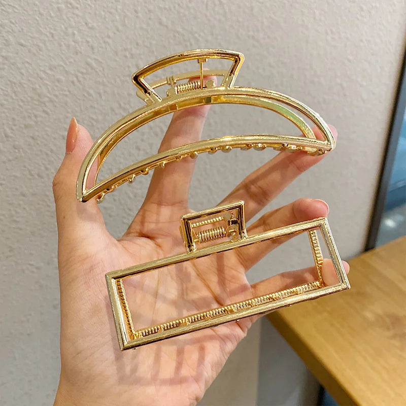 Fashion Metal Hair Claw For Women Gold Silver Color Cross Crab Hair