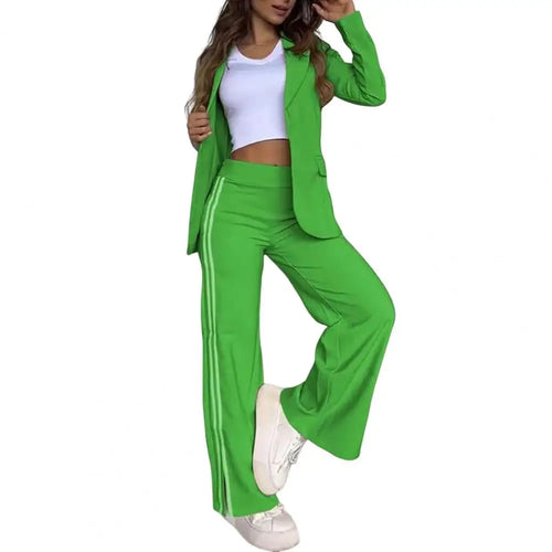 2 Pcs/Set Women's Blazer Formal Coat Pants Set Autumn Winter Long