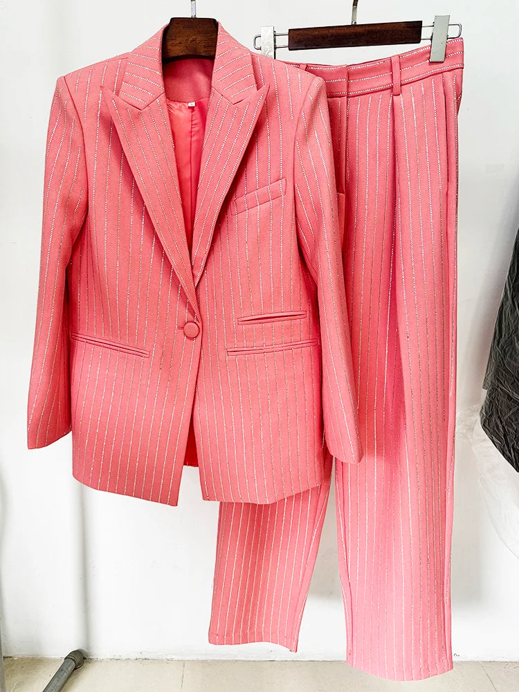 HIGH STREET Newest 2024 Designer Suit Set Women's Single Button